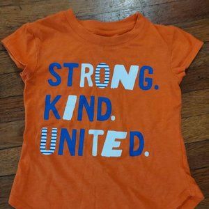 Strong, Kind, United t-shirt - Cat & Jack - size 6/6X - orange, blue, white